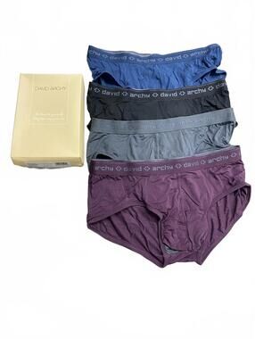 David Archy Men's Briefs Micro Modal Dual Pouch 4-Pack - Medium